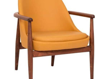 Designer Orange Upholstery Chair Dining chairs wooden frame single seater